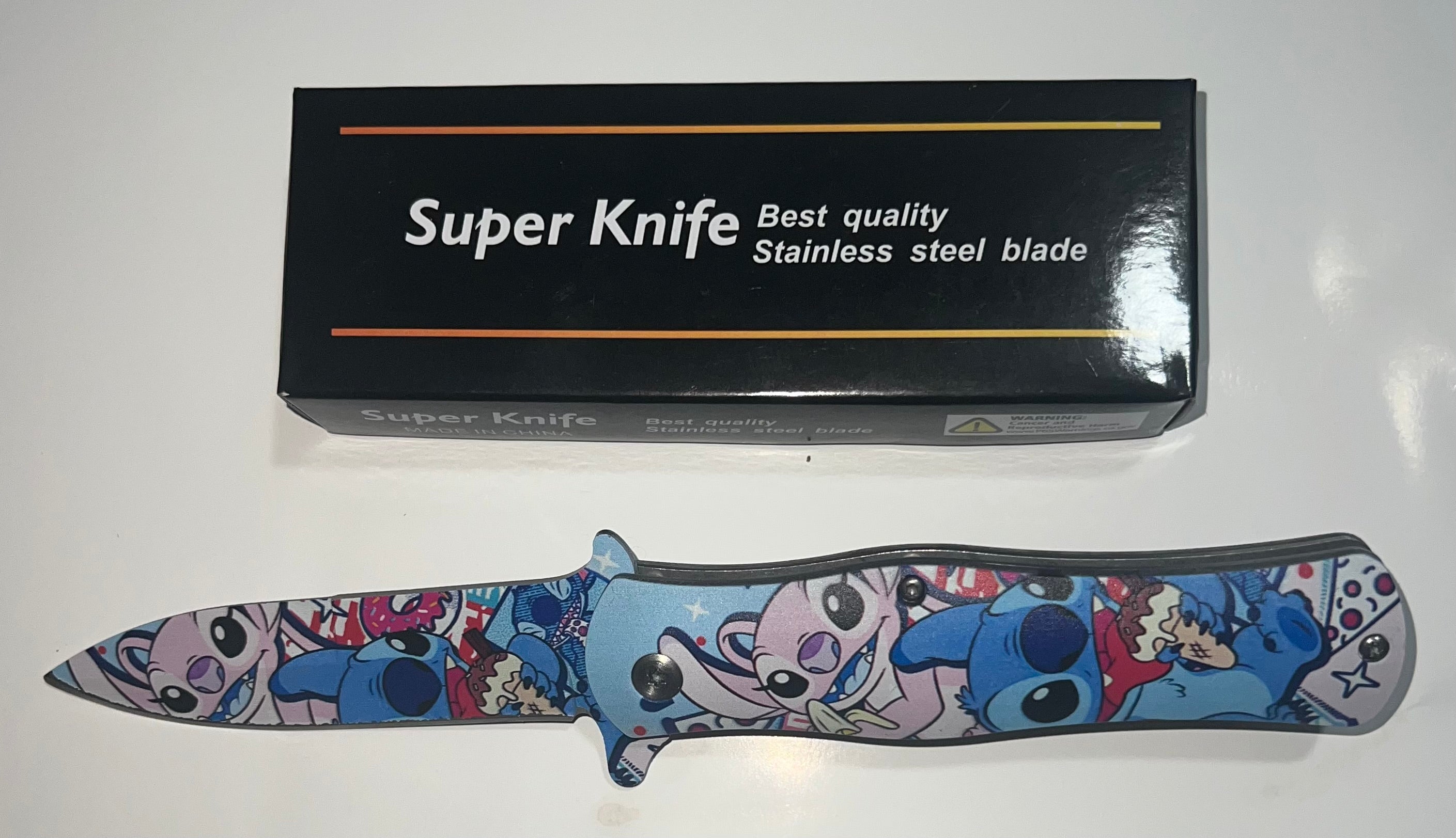 8" Stitch & Angel Blade Spring Assisted Pocket Knife Folding Tactical Open Blade